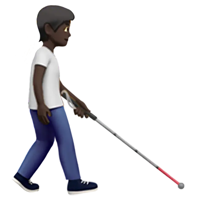 Person With White Cane Facing Right: Dark Skin Tone