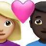 Couple With Heart: Woman, Man, Medium-Light Skin Tone, Dark Skin Tone Emoji 👩🏼‍❤️‍👨🏿 image - Apple style
