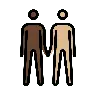 Men Holding Hands: Dark Skin Tone, Medium-Light Skin Tone Emoji 👨🏿‍🤝‍👨🏼 image - OpenMoji style