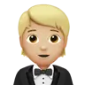 Person In Tuxedo: Medium-Light Skin Tone Emoji 🤵🏼 image - Apple style