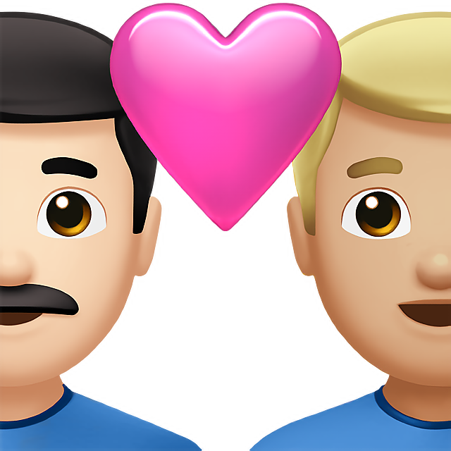 Couple With Heart: Man, Man, Light Skin Tone, Medium-Light Skin Tone