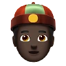 Person With Skullcap: Dark Skin Tone Emoji 👲🏿 image - Apple style