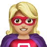 Woman Superhero: Medium-Light Skin Tone Emoji 🦸🏼‍♀️ image - Apple style