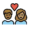Couple With Heart: Person, Person, Medium-Dark Skin Tone, Medium Skin Tone Emoji 🧑🏾‍❤️‍🧑🏽 image - OpenMoji style