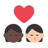 Kiss: Person, Person, Dark Skin Tone, Light Skin Tone Emoji 🧑🏿‍❤️‍💋‍🧑🏻 image - Tossface style