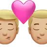 Kiss: Man, Man, Medium-Light Skin Tone Emoji 👨🏼‍❤️‍💋‍👨🏼 image - Apple style