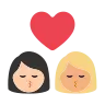 Kiss: Woman, Woman, Light Skin Tone, Medium-Light Skin Tone Emoji 👩🏻‍❤️‍💋‍👩🏼 image - Tossface style