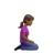 Woman Kneeling Facing Right: Medium-Dark Skin Tone