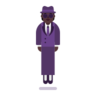 Person In Suit Levitating: Dark Skin Tone Emoji 🕴🏿 image - Microsoft Classic 2D style