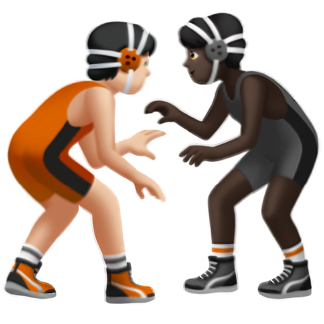 People Wrestling: Light Skin Tone, Dark Skin Tone