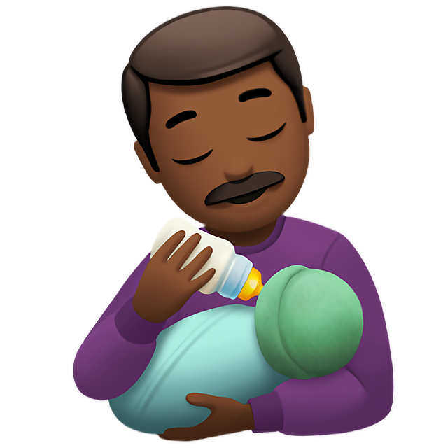 Man Feeding Baby: Medium-Dark Skin Tone