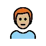Man: Medium-Light Skin Tone, Red Hair Emoji 👨🏼‍🦰 image - OpenMoji style