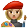 Woman Artist: Medium-Light Skin Tone Emoji 👩🏼‍🎨 image - WhatsApp style