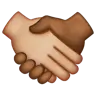Handshake: Medium-Light Skin Tone, Medium-Dark Skin Tone Emoji 🫱🏼‍🫲🏾 image - WhatsApp style
