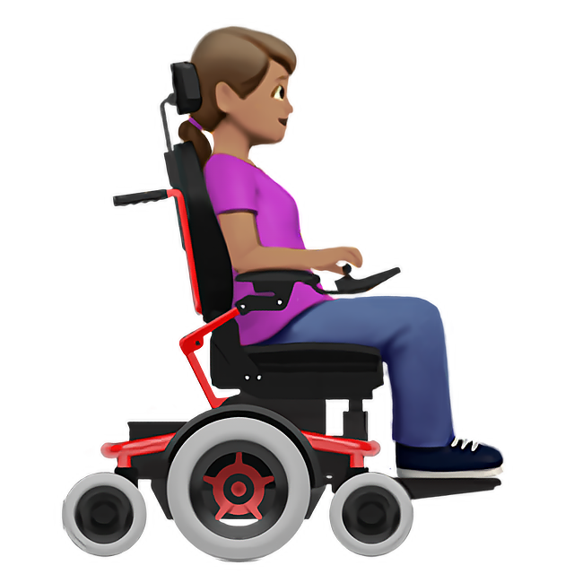Woman In Motorized Wheelchair Facing Right: Medium Skin Tone