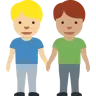Men Holding Hands: Medium-Light Skin Tone, Medium Skin Tone Emoji 👨🏼‍🤝‍👨🏽 image - Twitter / X (Twemoji) style