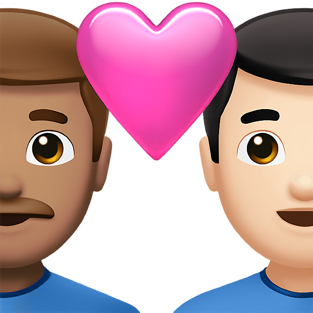 Couple With Heart: Man, Man, Medium Skin Tone, Light Skin Tone