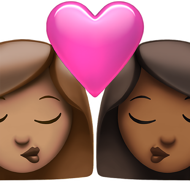 Kiss: Woman, Woman, Medium Skin Tone, Medium-Dark Skin Tone