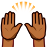 Raising Hands: Medium-Dark Skin Tone Emoji 🙌🏾 image - Emojidex style