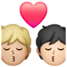 Kiss: Person, Person, Medium-Light Skin Tone, Light Skin Tone Emoji 🧑🏼‍❤️‍💋‍🧑🏻 image - Samsung style