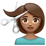 Woman Getting Haircut: Medium Skin Tone Emoji 💇🏽‍♀️ image - WhatsApp style