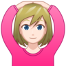Woman Gesturing Ok: Light Skin Tone Emoji 🙆🏻‍♀️ image - Emojidex style