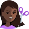 Person Getting Haircut: Dark Skin Tone Emoji 💇🏿 image - Facebook Messenger (2016) style