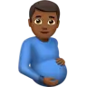 Pregnant Man: Medium-Dark Skin Tone Emoji 🫃🏾 image - Apple style