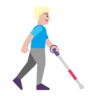 Man With White Cane Facing Right: Medium-Light Skin Tone Emoji 👨🏼‍🦯‍➡️ image - Microsoft Classic 2D style