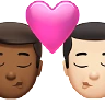 Kiss: Man, Man, Medium-Dark Skin Tone, Light Skin Tone Emoji 👨🏾‍❤️‍💋‍👨🏻 image - Apple style