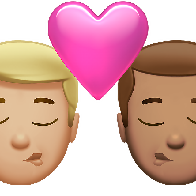 Kiss: Man, Man, Medium-Light Skin Tone, Medium Skin Tone