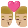 Kiss: Man, Man, Light Skin Tone, Medium-Light Skin Tone Emoji 👨🏻‍❤️‍💋‍👨🏼 image - Google Noto Color style