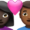 Couple With Heart: Woman, Man, Dark Skin Tone, Medium-Dark Skin Tone Emoji 👩🏿‍❤️‍👨🏾 image - Apple style