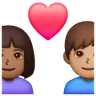 Couple With Heart: Woman, Man, Medium-Dark Skin Tone, Medium Skin Tone Emoji 👩🏾‍❤️‍👨🏽 image - Samsung style