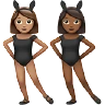 Women With Bunny Ears: Medium Skin Tone, Medium-Dark Skin Tone Emoji 👩🏽‍🐰‍👩🏾 image - Apple style
