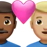 Couple With Heart: Man, Man, Medium-Dark Skin Tone, Medium-Light Skin Tone Emoji 👨🏾‍❤️‍👨🏼 image - Apple style