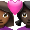 Couple With Heart: Woman, Woman, Medium-Dark Skin Tone, Dark Skin Tone Emoji 👩🏾‍❤️‍👩🏿 image - Apple style