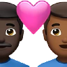 Couple With Heart: Man, Man, Dark Skin Tone, Medium-Dark Skin Tone Emoji 👨🏿‍❤️‍👨🏾 image - Apple style