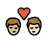 Kiss: Man, Man, Medium-Light Skin Tone, Light Skin Tone Emoji 👨🏼‍❤️‍💋‍👨🏻 image - OpenMoji style