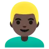Man: Dark Skin Tone, Blond Hair Emoji 👱🏿‍♂️ image - Google Noto Color style