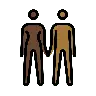 Woman And Man Holding Hands: Dark Skin Tone, Medium-Dark Skin Tone Emoji 👩🏿‍🤝‍👨🏾 image - OpenMoji style