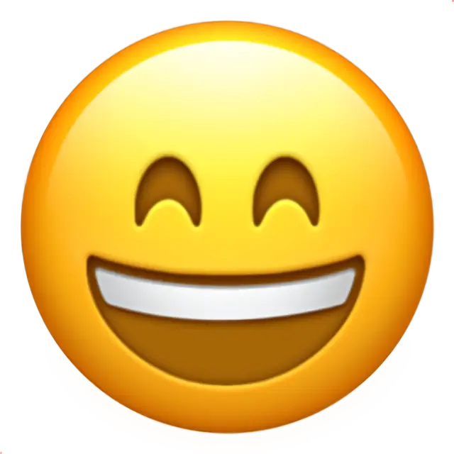 Cara sonriente con la boca abierta y los ojos sonrientes