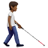 Person With White Cane Facing Right: Medium-Dark Skin Tone Emoji 🧑🏾‍🦯‍➡️ image - Apple style