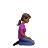 Woman Kneeling Facing Right: Medium-Dark Skin Tone