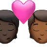 Kiss: Person, Person, Dark Skin Tone, Medium-Dark Skin Tone Emoji 🧑🏿‍❤️‍💋‍🧑🏾 image - Apple style