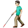Man With White Cane: Light Skin Tone Emoji 👨🏻‍🦯 image - WhatsApp style