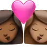 Kiss: Woman, Woman, Medium-Dark Skin Tone, Medium Skin Tone Emoji 👩🏾‍❤️‍💋‍👩🏽 image - Apple style