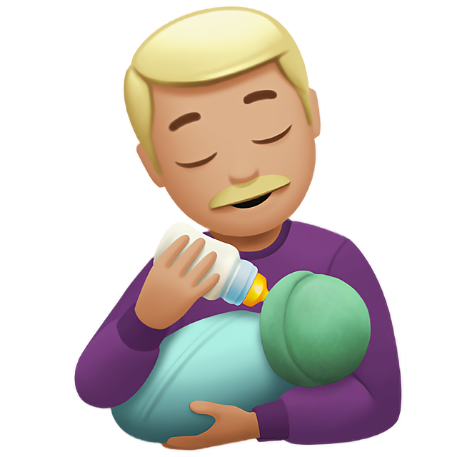 Man Feeding Baby: Medium-Light Skin Tone
