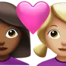 Couple With Heart: Woman, Woman, Medium-Dark Skin Tone, Medium-Light Skin Tone Emoji 👩🏾‍❤️‍👩🏼 image - Apple style