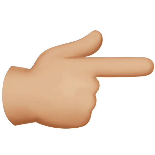 Backhand Index Pointing Right: Medium-Light Skin Tone